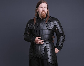 Donkere Draken Ridder Harnas Volledig Middeleeuws Harnas Set met Borstplaat, Schouderstukken, Beenbeschermers en Armbeschermers | LARP Cosplay Halloween Kostuum