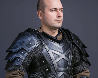 Dwarf Blackened Steel Full Body Armor Suit with Helmet | Medieval Knight LARP Cosplay Armor | Fantasy Warrior Halloween Costume
