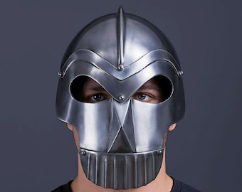 Medieval Skeleton Skull Helmet Full Face Armor Replica | Gothic Knight Metal Helmet | Halloween Cosplay Display Collectible