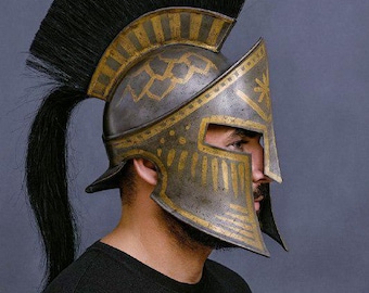 300 Spartan Helmet Hand Painted King Leonidas Helmet with | Greek Warrior Cosplay Helmet | Medieval LARP Armor Gift