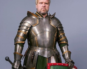 Fantasy Medieval Crusader Templar Armor Set | Full Knight Warrior Steel Armor Costume | LARP Cosplay Renaissance Halloween Armor