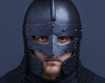 Medieval Raven Fantasy Viking Helmet with Chainmail | Steel Armor Helmet for LARP Cosplay Reenactment & Collectors