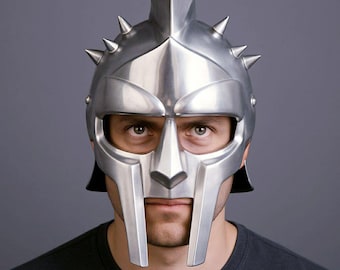 Maximus Gladiator Helmet Inspired by Russell Crowe | Roman Gladiator Cosplay Helmet | Medieval Armor Prop