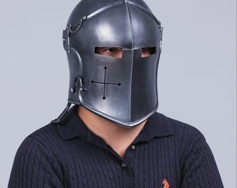 Medieval Knight Steel Barbuta Helmet | Wearable LARP Cosplay Armor for Renaissance Fair Reenactment