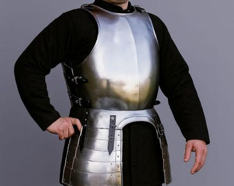 Medieval Steel Cuirass Chest Armor with Tassets | Handmade Knight Breastplate for LARP Cosplay SCA & Renaissance Fair