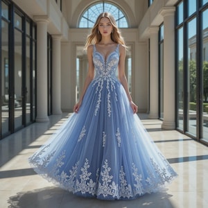 Blue Tulle Flowy Dress - Etsy