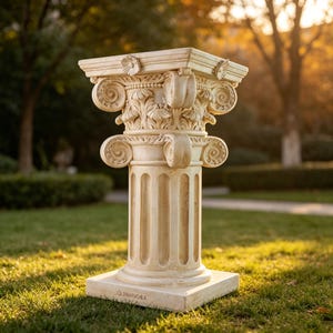 Beige Roman Column Display Stand, 18.5" Tall Classical Pedestal for Decor