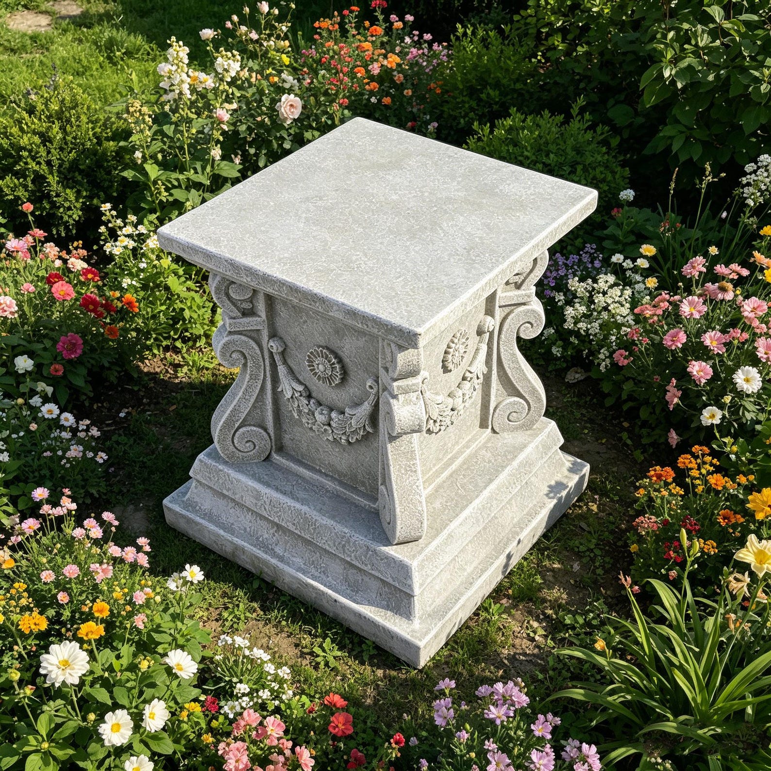 Pot Rome Column European Style Roman Column Pedestal, Light Gray Outdoor Statue Stand ...