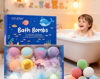 Set regalo di bombe da bagno per bambini con sorprese a tema creature marine, bombe da bagno effervescenti fatte a mano con ingredienti naturali, set da bagno spa colorato per bambini