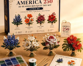 3D Beaded Flower Bouquet DIY Kit – 4 States Collection, Craft Hobby Set