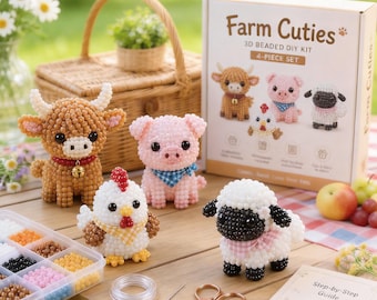 3D Beaded Animal DIY Set - Mini Bead Animal Kit, Creative Craft for Kids, Teens, Adults DIY Hobby for Relaxation & Gifting