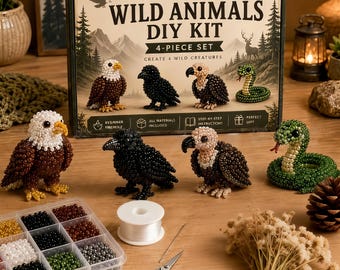 3D Perlen Tier Bastelpackung - Wilde Kreaturen Bastelset für Kinder und Erwachsene