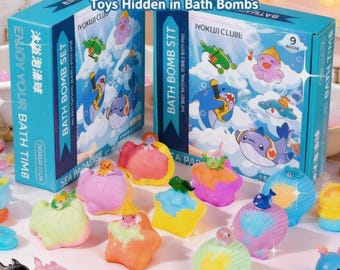 Ocean Bath Bomb Gift Set for Kids, containing hidden toys,Surprise Toy Bubble Bath Bombs, Colorful SPA Fizzy Bath Time Gift Box for Children