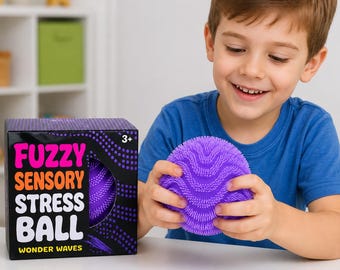 Purple Fuzzy Sensory Stress Ball, Soft Tactile Fidget Toy for Kids Adults