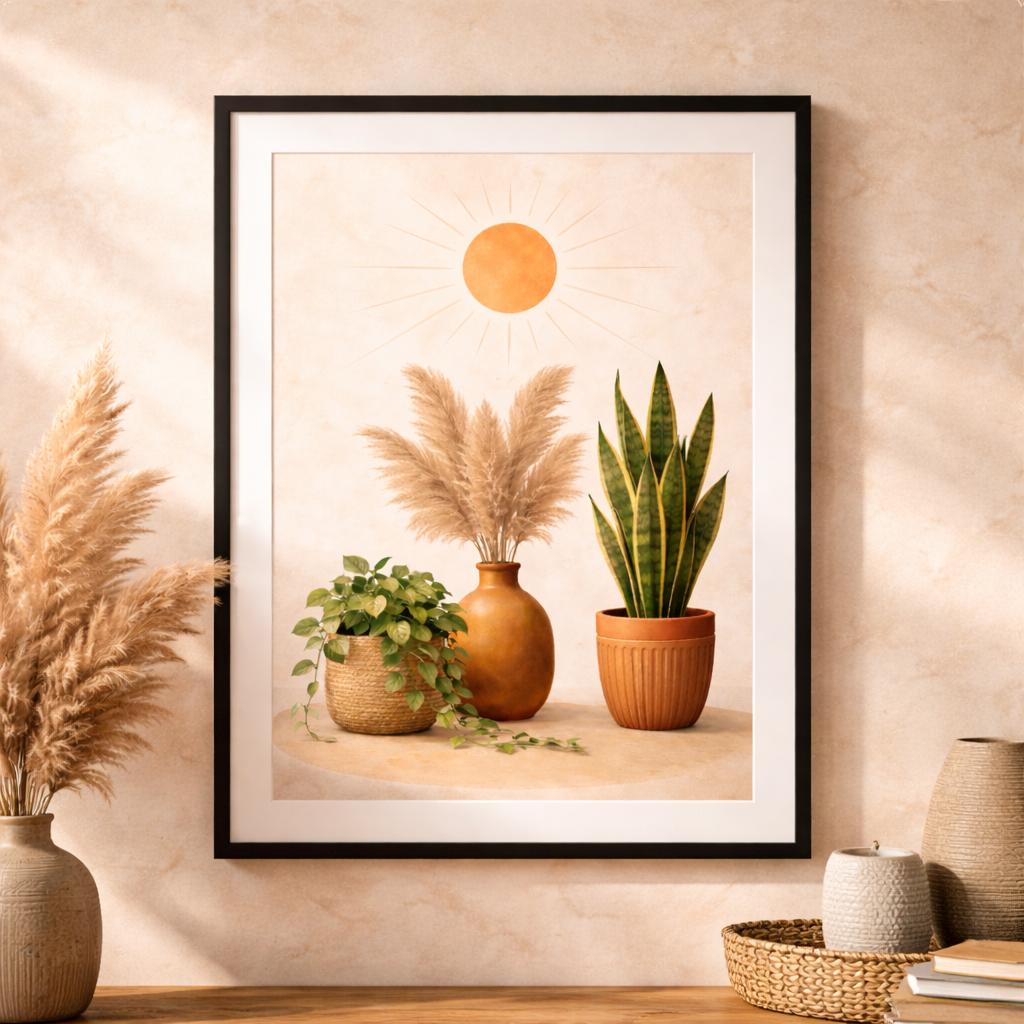 Boho Wall Art Print Botanical Poster Neutral Plant Wall Decor ...