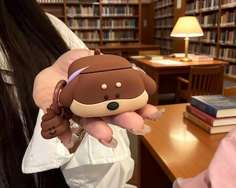 Cute Dachshund AirPods Case,Kawaii Silicone Earbuds Cover,Brown Animal AirPods Pro Case,Gift for Girls,Cover for AirPods Pro&AirPods 1/2/3/4