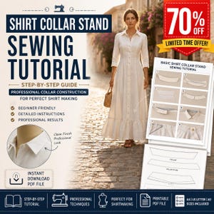 Shirt Collar Stand Sewing Pattern PDF | Basic Collar Construction | Shirtmaking Guide | A4 US Letter A0 | Instant Download