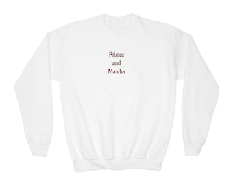 Bluza Pilates i Matcha | Bluza z okrągłym dekoltem z napisem Wellness, przytulna, od studia do ulicy