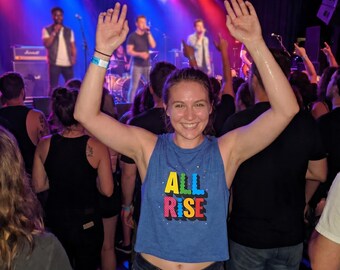 All Rise colorful block letters Crop Top | Typography graphic tank