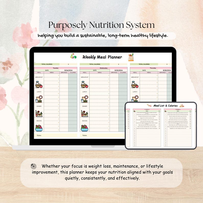 Minimalist Meal Planner Google Sheets Grocery List Weekly Menu Macro ...