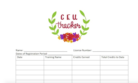 CEU Tracking Sheet PDF Download | Etsy