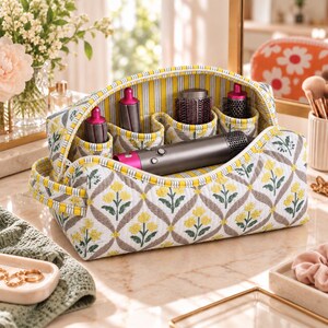 Dyson Airwrap Organizer, Handmade Quilted Hair Tool Travel Case, Floral Hair Styler Storage Bag, Cosmetic Toiletry Bag, Gift for her