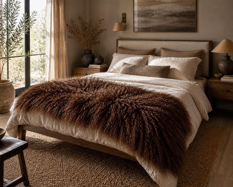 Luxury Mongolian Lamb Fur Bed Runner
Chemin de lit de luxe en fourrure d’agneau mongol
Runner da letto di lusso in pelliccia di agnello mongolo
Camino de cama de lujo de piel de cordero mongol
Luxuriöser Bettläufer aus mongolischem Lammfell