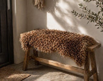Genuine Mongolian Sheepskin Chair Pad,Curly Soft & Stylish Natural