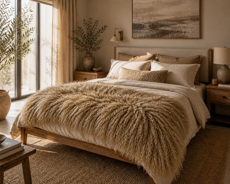 Luxury Mongolian Lamb Fur Bed Runner
Chemin de lit de luxe en fourrure d’agneau mongol
Runner da letto di lusso in pelliccia di agnello mongolo
Camino de cama de lujo de piel de cordero mongol
Luxuriöser Bettläufer aus mongolischem Lammfell