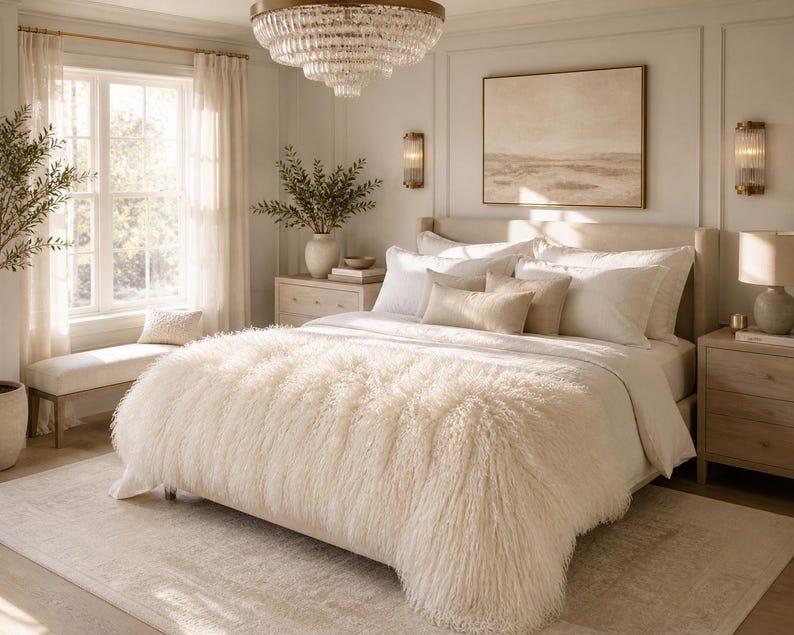 Luxury Mongolian Lamb Fur Bed Runner
Chemin de lit de luxe en fourrure d’agneau mongol
Runner da letto di lusso in pelliccia di agnello mongolo
Camino de cama de lujo de piel de cordero mongol
Luxuriöser Bettläufer aus mongolischem Lammfell