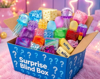 Mystery Squishy Box, One Random Squishy Per Order, Surprise Squishy Blind Box, Stress Relief Sensory Toy, Desk Fidget Toy, Mystery Gift Box