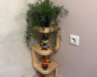 Corner Shelf Wooden Storage Rack | Modern Small Space Organizer for Bedroom Living Room Decor