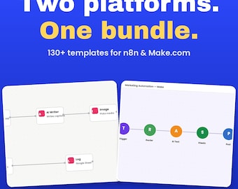 AI Automation Templates Bundle 130+ n8n and Make.com Workflows Marketing Sales Business Automation Templates Bundle