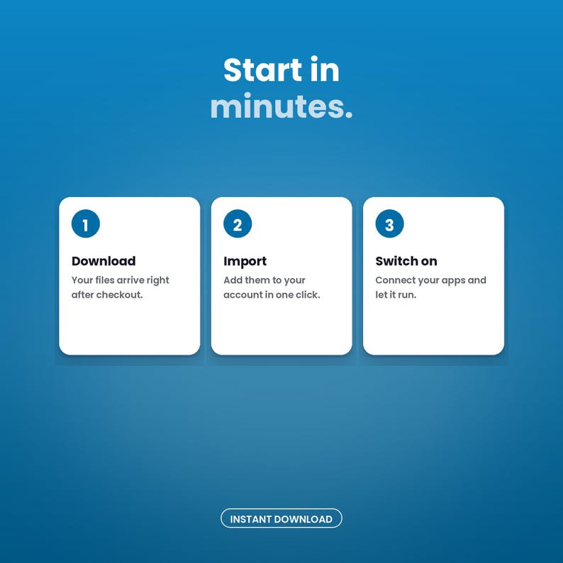 How it works: download, import, switch on — start in minutes
