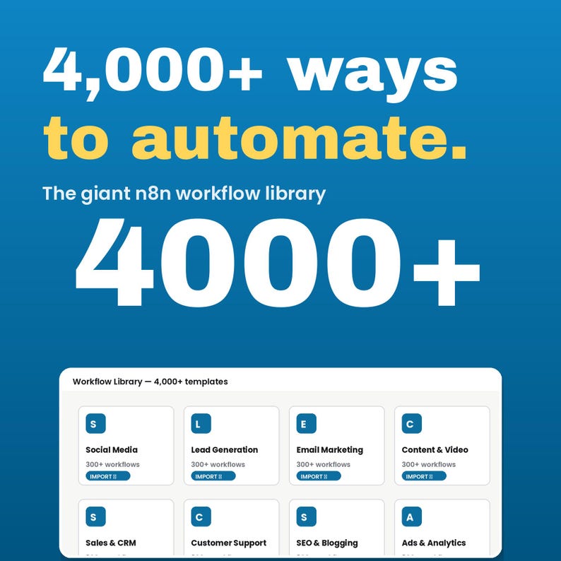 4,000+ ways to automate. — The giant n8n workflow library