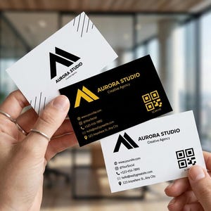3 Elite Black Business Card Canva Templates | Modern Minimalist QR Code Design (Digital Download)