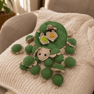 Crochet Turtle Memory Game Pattern PDF | Mama Turtle Basket with Babies (Digital Download)