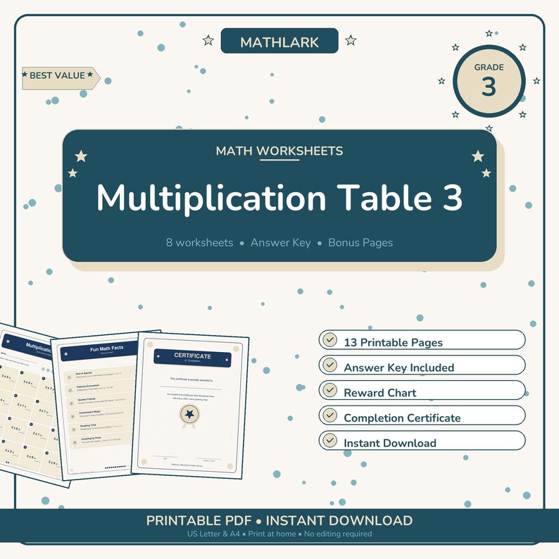 Printable Multiplication Table 3 Worksheets | Grade 3 Math PDF With ...