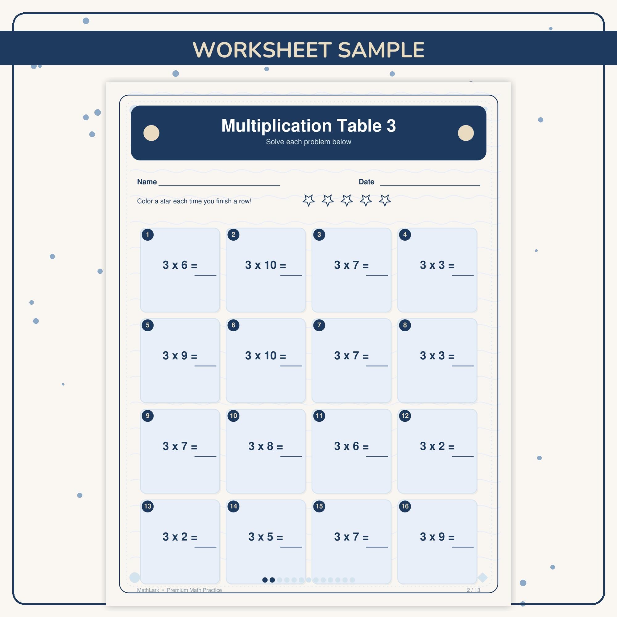 Easy Multiplication Table 3 Worksheets | Grade 3 Math Printable PDF for ...