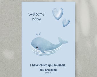Ansichtkaart A6 Geboorte Baby Walvis