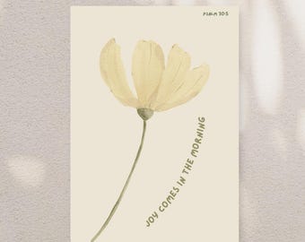 Postal cristiana "La alegría llega por la mañana" Salmo 30:5 Aliento Consuelo Sanación Regalo