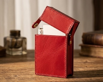 Fustella per astuccio per sigarette con coperchio ribaltabile, porta tabacco fai da te in pelle pieno fiore, scatola per sigarette tascabile sottile, custodia per sigarette arrotolate a mano