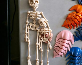 Esqueleto impreso en 3D, esqueleto articulado, juguete móvil de Halloween, regalo, imán para nevera