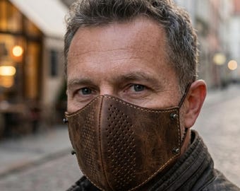 Perforated Leather Face Mask Cutting Die, DIY Breathable Full Grain Leather Mask, Rivet Ear Loop Mask Mold, Gothic Cosplay Mask
