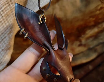 Troquel de corte para colgante de máscara de conejo de cuero, dije de conejo gótico DIY, collar steampunk, llavero vintage, herramienta para manualidades, regalo hecho a mano