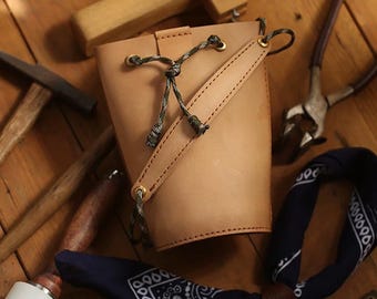 Troquel para cortar bolsas tipo cubo con cordón, bolso bandolera de cuero DIY, patrón de bolso bandolera, bolso minimalista, herramienta para manualidades, regalo hecho a mano