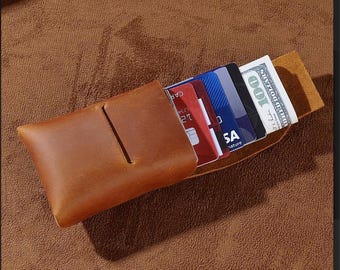 No-Stitch Interlock Card Holder Cutting Die,DIY Crazy Horse Leather Wallet,Minimalist Snap Fold Card Pouch,Slim Pocket Credit Case
