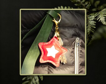 Llavero estrella en capas, troquel de corte, dije de cuero para bolso DIY, colgante de estrella colorido, mini llavero de estrella, herramienta para manualidades, regalo hecho a mano