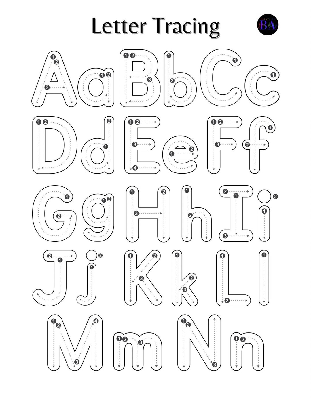 Letter Tracing - Upper & Lower Case - Etsy Letter Tracing - Upper & Lower Case - Etsy