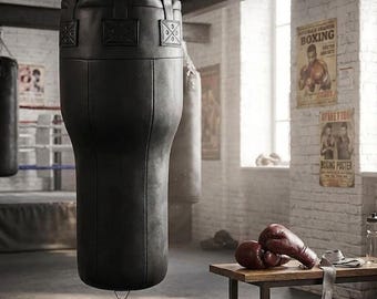 Saco de boxeo personalizado sin relleno para uppercuts con cadena, de cuero sintético PU, rellenable por uno mismo.